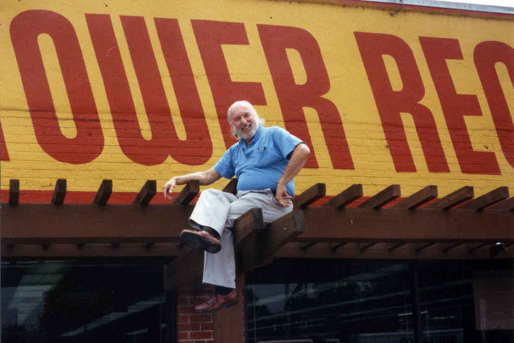 Tower Records founder Russ Solomon above his Sacramento, Calif., store in 1989. (Image Courtesy of All Things Must Pass.)
