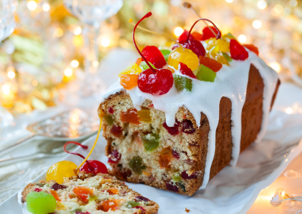 Christmas fruitcake with sugar icing and candied fruits. (Photo Credit: Thinkstock)