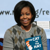 First lady Michelle Obama prepares to read Dr. Seuss's 'The Cat in the Hat', during an event at the Library of Congress on March 2, 2010 in Washington, DC. Over three hundred local students participated in the event to promote reading and to mark 'Read Across America Day' and the birthday of author Theodor Seuss Geisel. (Photo by Mark Wilson/Getty Images)
