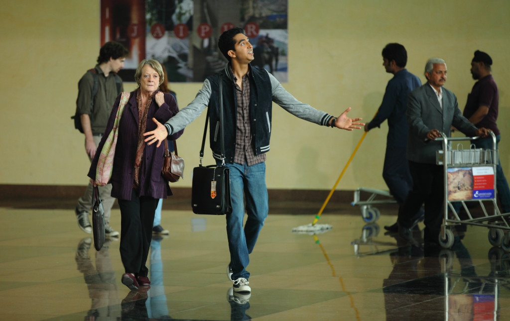 Maggie Smith as "Muriel Donnelly" and Dev Patel as "Sonny Kapoor" in THE SECOND BEST EXOTIC MARIGOLD HOTEL. / Photo credit: Laurie Sparham / Fox Searchlight