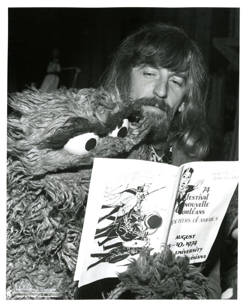 Archival photo of Caroll Spinney and Oscar The Grouch. Photo courtesy of Gary Boynton/Puppeteers of America.