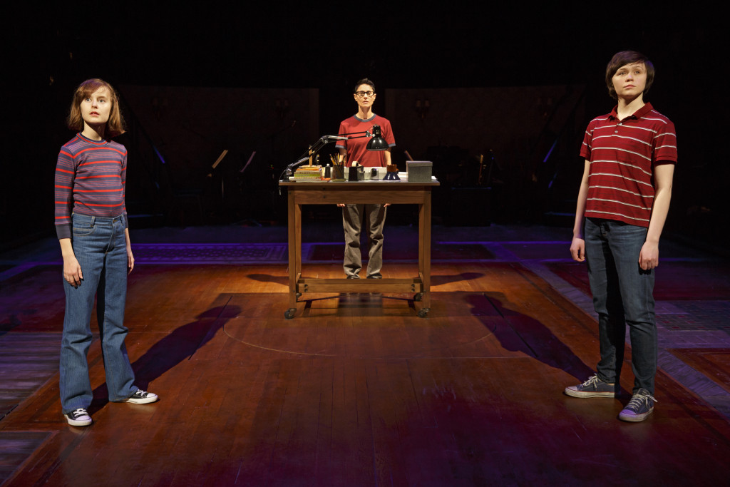 Sydney Lucas (L) as Young Alison, Emily Skeggs (C) as Alison, and Beth Malone (R) as Medium Alison. Photo Credit: Joan Marcus