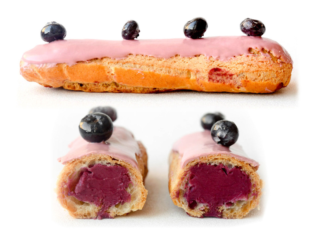 A photo of the berry eclair sold at Eclair Bakery in New York City. (Photo Credit: Niko Triantafillou / Dessertbuzz)