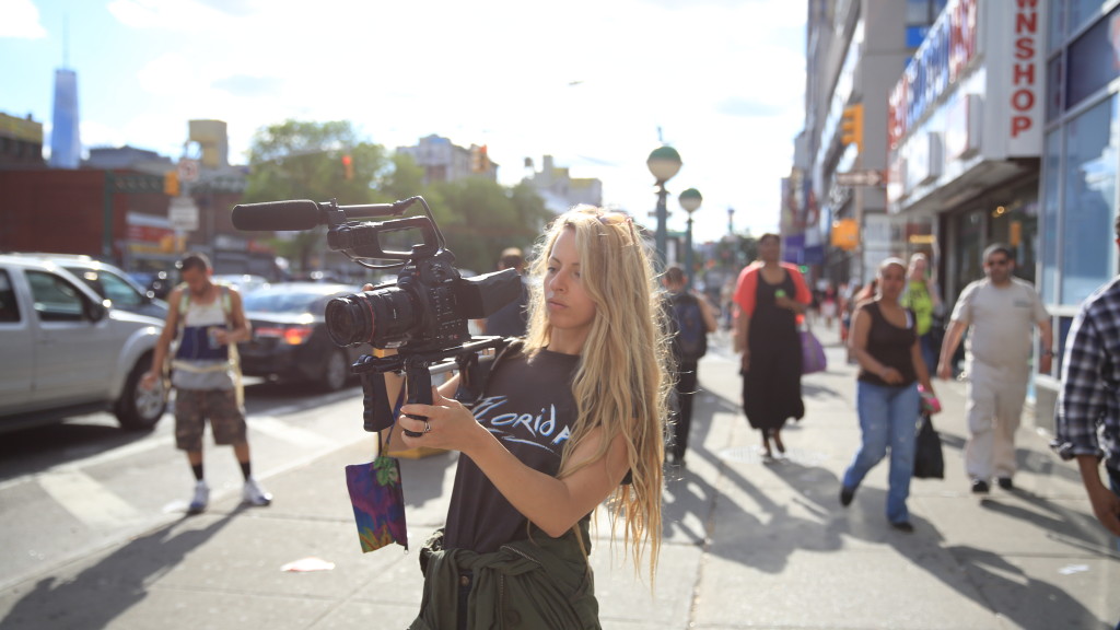 Director Crystal Moselle on the set of THE WOLFPACK, a Magnolia Pictures release. Photo courtesy of Magnolia Pictures. Photo credit Megan Delaney .