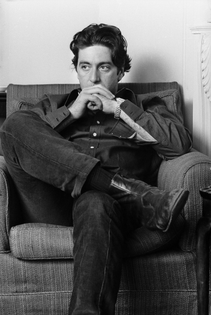 American actor Al Pacino in London in 1974. After making his name in The Godfather and Serpico, he was finally awarded an Best Actor Oscar for his role in Scent of a Woman.  (Photo by Steve Wood/Express/Getty Images)