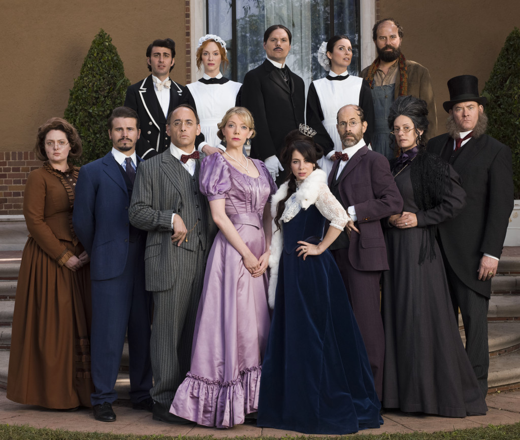 Armen Weitzman, Christina Hendricks, Michael Ian Black, Beth Dover, Brett Gelman, Lauren Ash, Jason Ritter, David Wain, Riki Lindhome, Natasha Leggero, Brian Huskey, Paget Brewster, David Koechner appear in character for "Another Period." Photo Credit: Robyn Von Swank