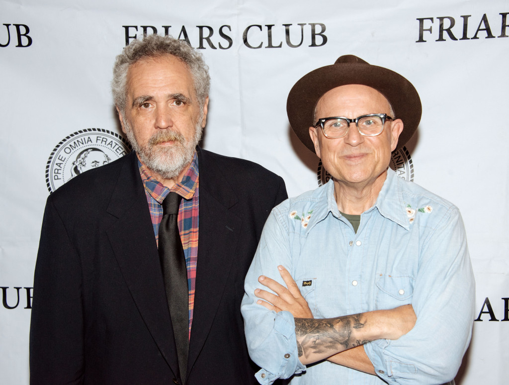 Film subject, political satirist/comedian Barry Crimmins (L) and director Bobcat Goldthwait attend an evening with director Bobcat Goldthwait and Barry Crimmins at The Friars Club on July 28, 2015 in New York City.  (Photo by Grant Lamos IV/Getty Images)