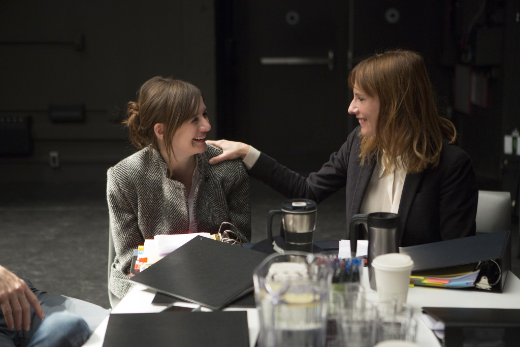 Emily Mortimer and Dolly Wells on the set of "Doll & Em" (Photo Credit: K.C. Bailey / HBO)