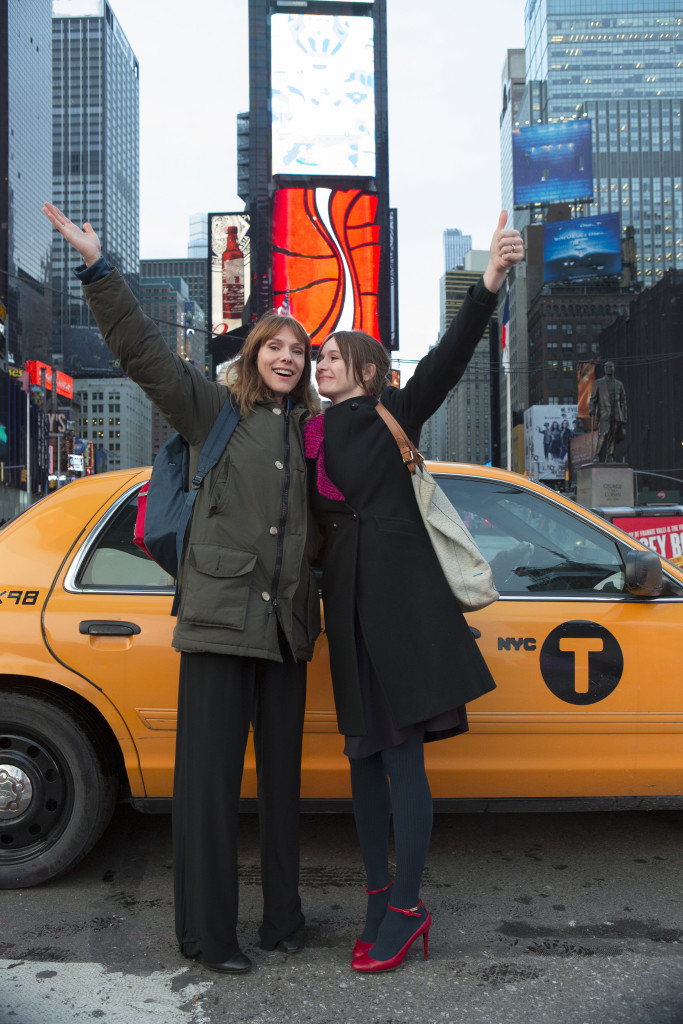 Emily Mortimer and Dolly Wells on the set of "Doll & Em" (Photo Credit: K.C. Bailey / HBO)