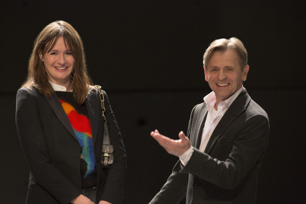 Emily Mortimer and Mikhail Baryshnikov on the set of "Doll & Em" (Photo Credit: K.C. Bailey / HBO)