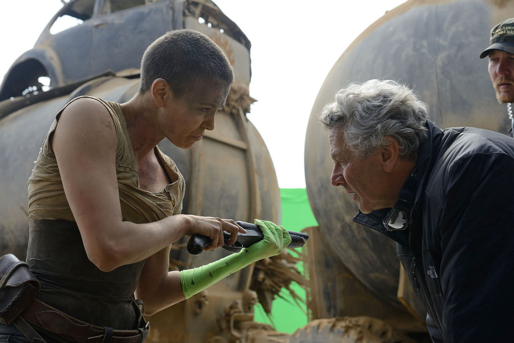 Charlize Theron and George Miller on the set of "Mad Max: Fury Road." (Photo Credit: Jasin Boland)