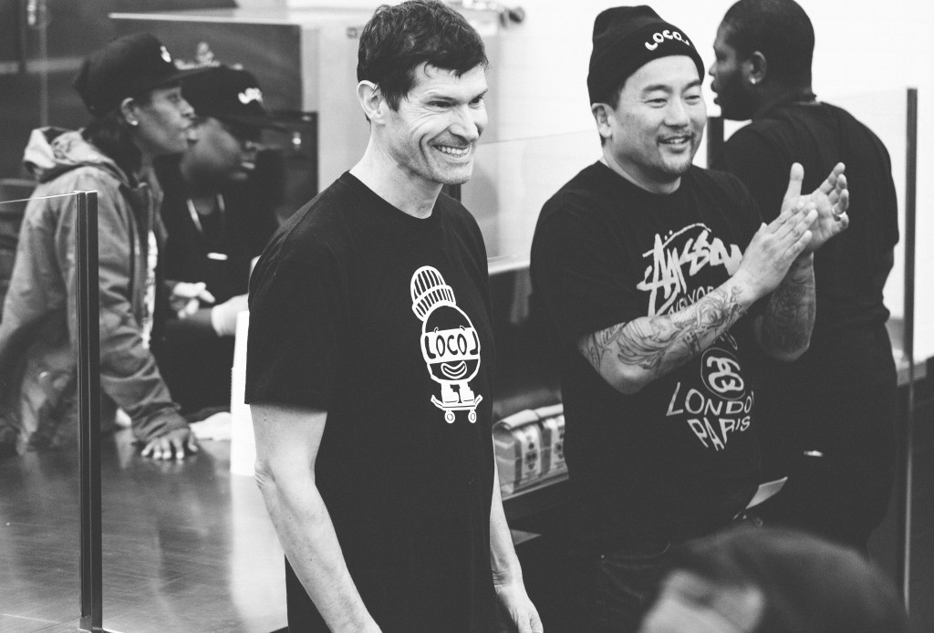 Roy Choi and Daniel Patterson during team meeting at LocoL .(Photo Credit: Audrey Ma)
