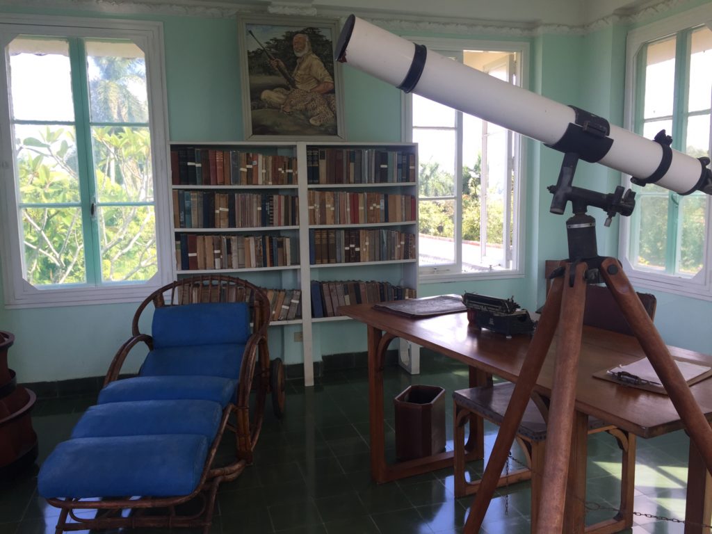 Ernest Hemingway’s writing studio. It was on the top of a tower he had built in his villa on the outskirts of Havana. Here is where he wrote “The Old Man and the Sea” and many of his other works. And he had to take a nap or two in that chair, right? 