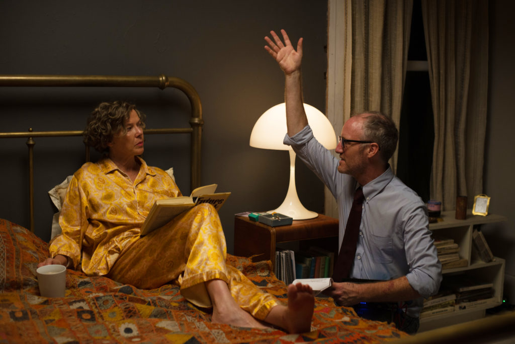 Annette Bening and Mike Mills on the set of "20th Century Women." (Photo Credit: Lindsay Macik/A24)