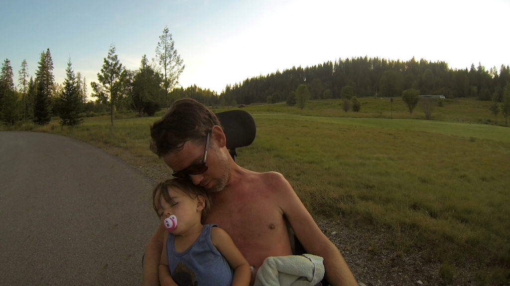 Still of Steve Gleason with his son Rivers from the film 'Gleason.' (Image Courtesy of Amazon Studios)