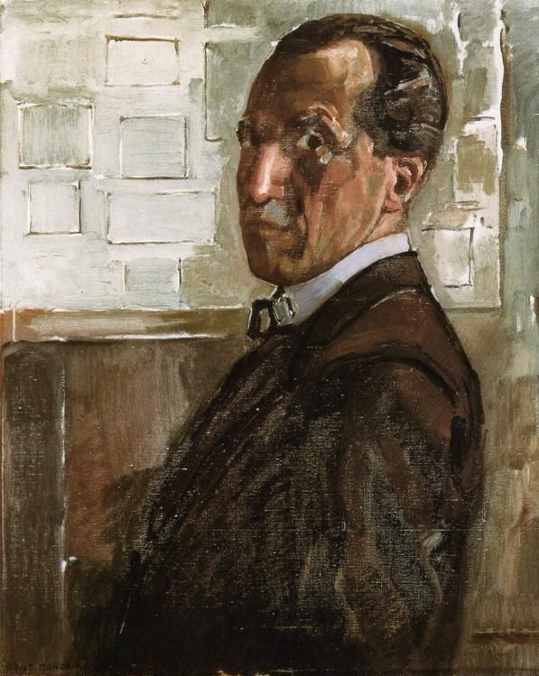 Piet Mondrian [Public domain], <a href="https://commons.wikimedia.org/wiki/File%3AMondrian_Zelfportret_1918.jpg">via Wikimedia Commons</a>