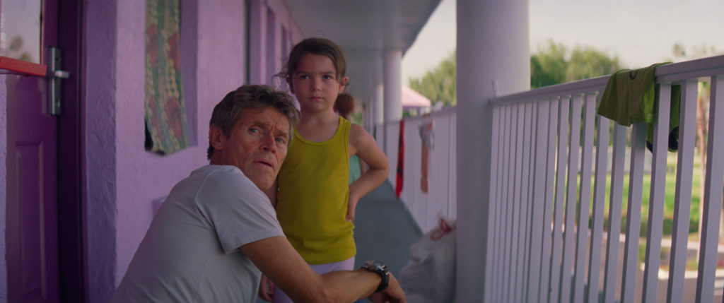 Willem Dafoe and Brooklynn Prince appear in a scene from "The Florida Project." (Image Courtesy of A24.)